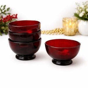 Anchor Hocking Red Glass Bowls Set